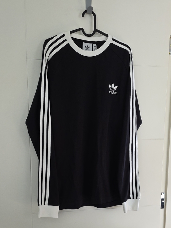 adidas Other - adidas Black Long Sleeve Three-Stripe Crew with White Trim